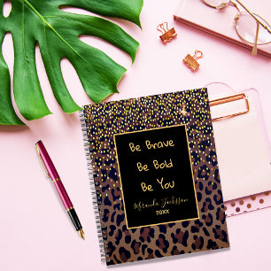 Agenda Padrão de leopardo negro castanho motivacional 20