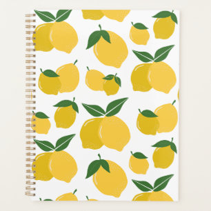 Agenda Padrão De Limão Fruta Retroativa Amarelo Em Branco