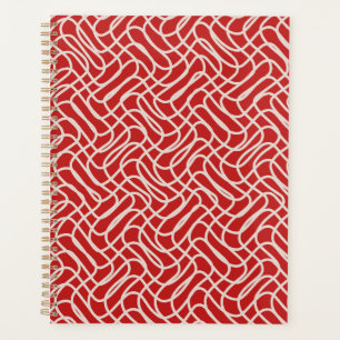 Agenda Padrão De Linha De Abstrato De Vermelho E Creme