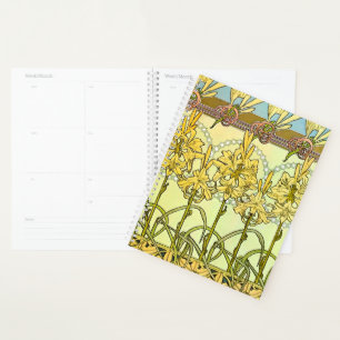 Agenda Padrão de Lírio Art Nouveau de Alphonse Mucha Anti