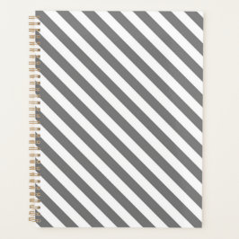 Agenda Padrão de listras diagonais cinza e branco
