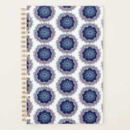 Agenda Padrão de Mandala Rosa Azul Boho