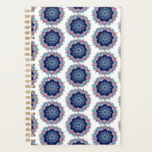 Agenda Padrão de Mandala Rosa Azul Boho