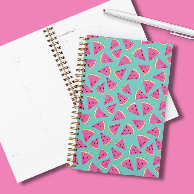 Agenda Padrão de melancia fofa (Colorful watermelon slices planner for all your organisational needs!  Fun tropical summer pattern.)