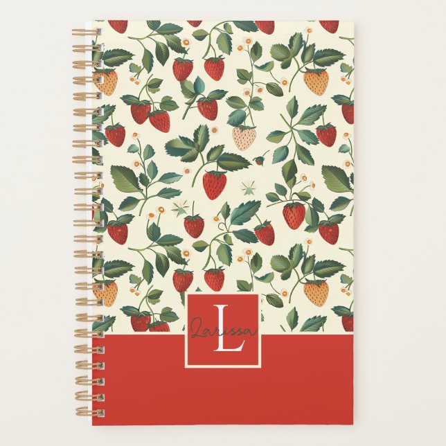 Agenda Padrão de Morango Personalizado Bonito (Frente)