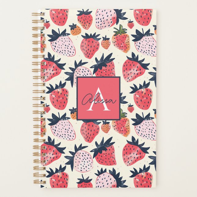 Agenda Padrão de Morango Personalizado Bonito (Frente)