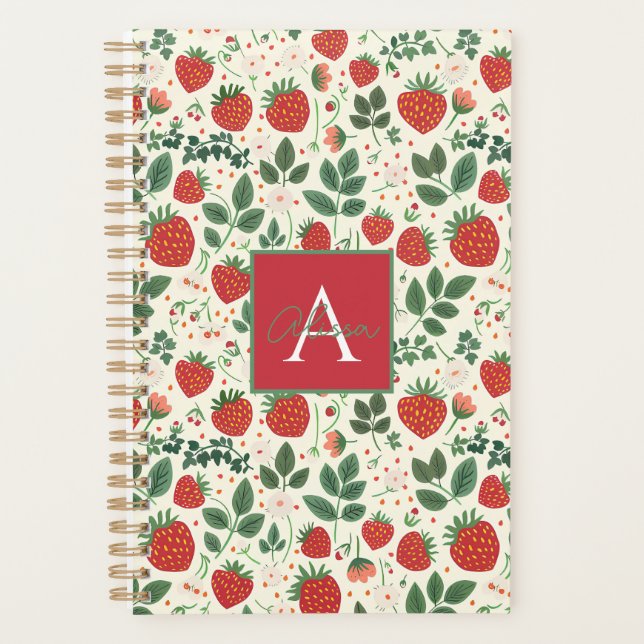 Agenda Padrão de Morango Personalizado Bonito (Frente)