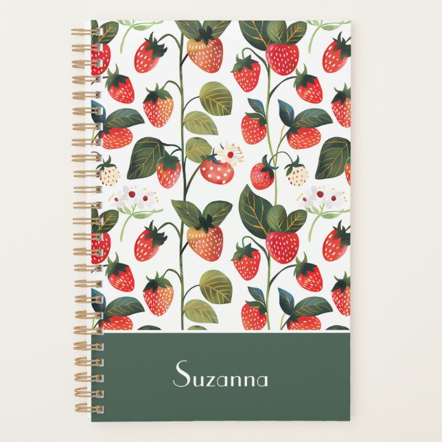 Agenda Padrão de Morango Personalizado Bonito (Frente)