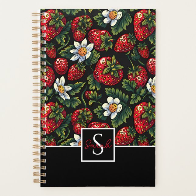 Agenda Padrão de Morango Personalizado Bonito (Frente)