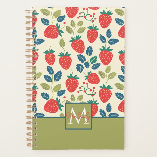 Agenda Padrão de Morango Personalizado Bonito (Frente)