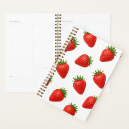 Agenda Padrão de Morango Sem Costura Fruta Vermelha Fofa