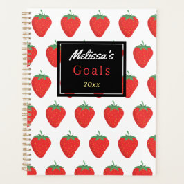 Agenda Padrão de Morango Vermelho Branco Trendy & Persona