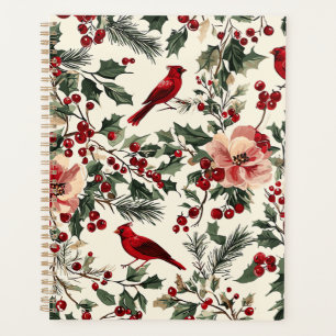 Agenda Padrão de Natal Rustic Bird and Poinsettia (14)