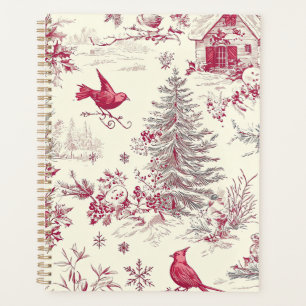 Agenda Padrão de Natal Rustic Bird and Poinsettia (17)