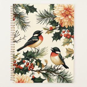 Agenda Padrão de Natal Rustic Bird and Poinsettia (21)