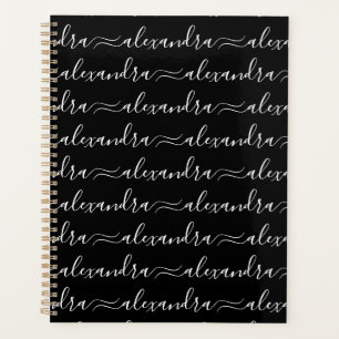 Agenda Padrão de nome de script personalizado preto e bra