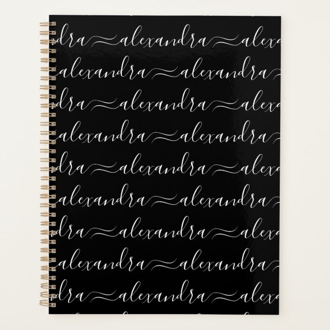 Agenda Padrão de nome de script personalizado preto e bra (Frente)