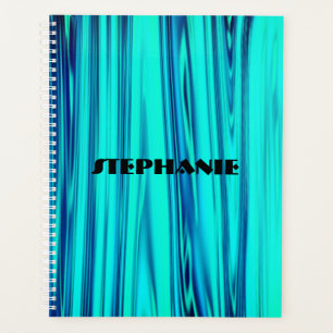 Agenda Padrão de Ombre Verde Azul-Teal Abstrato Oceano O