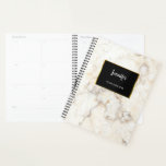 Agenda Padrão de ouro branco moderno elegante pessoal<br><div class="desc">Planeador pessoal moderno elegante,  branco e mármore dourado. Adicione seu próprio nome e texto à frente.</div>