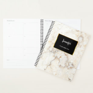Agenda Padrão de ouro branco moderno elegante pessoal