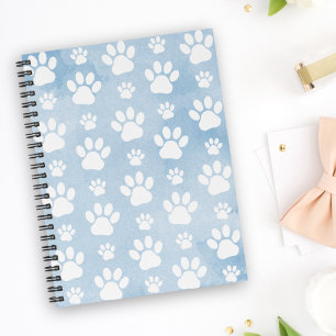 Agenda Padrão De Patas, Pestanas Brancas, Aquarelas, Azul