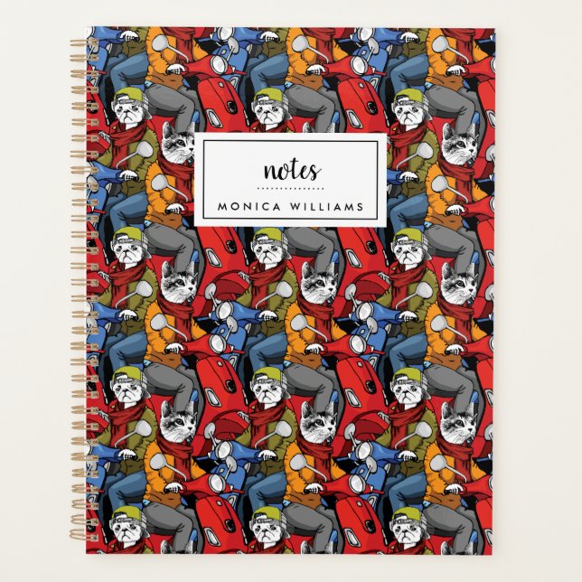 Agenda Padrão de Patinete de gatos e cães | Adicione seu  (Frente)