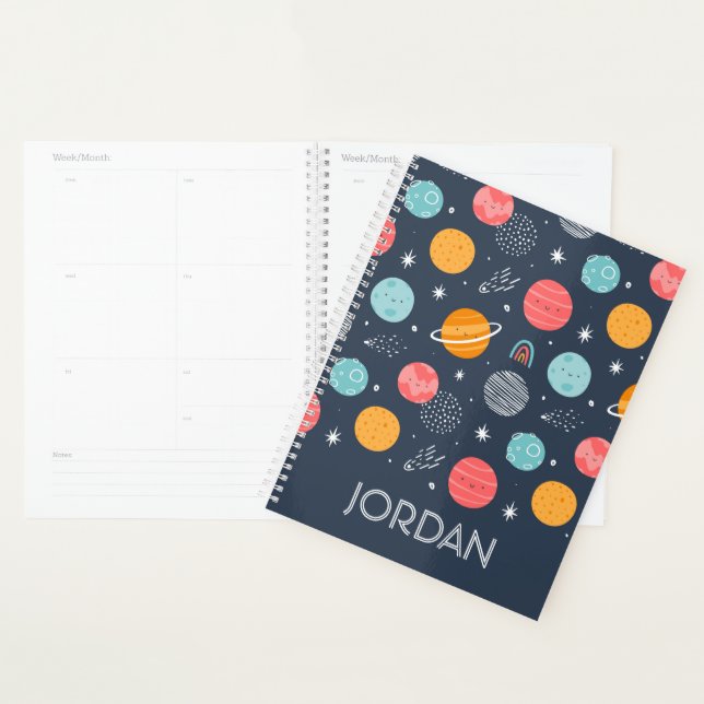 Agenda Padrão de planeta sorridente e bonito (Exibição)