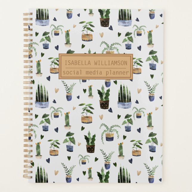 Agenda Padrão de planta em vaso personalizado Boho  (Frente)