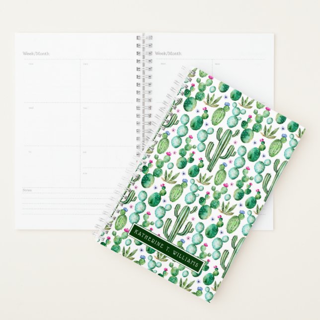Agenda Padrão de Plantas de Cactus Watercolor (Exibição)