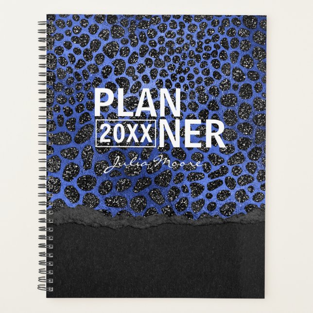 Agenda Padrão De Pontos Azul E Preto Personalizado (Frente)