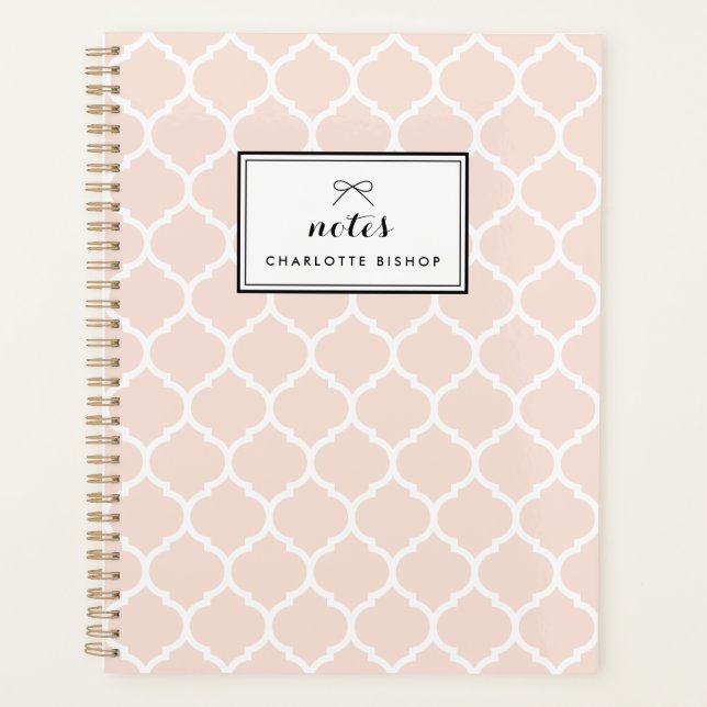 Agenda Padrão de Quatrefoil de Blush Personalizado (Frente)