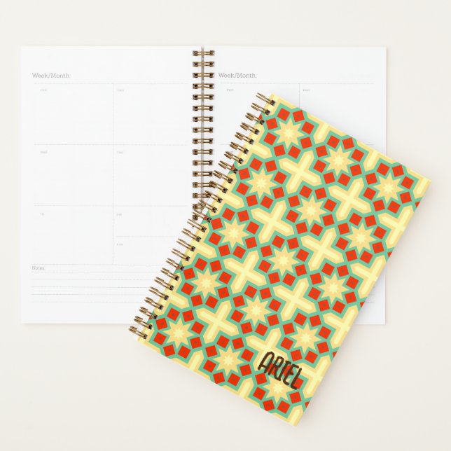 Agenda Padrão de Retro Abstrato Personalizado (Exibição)