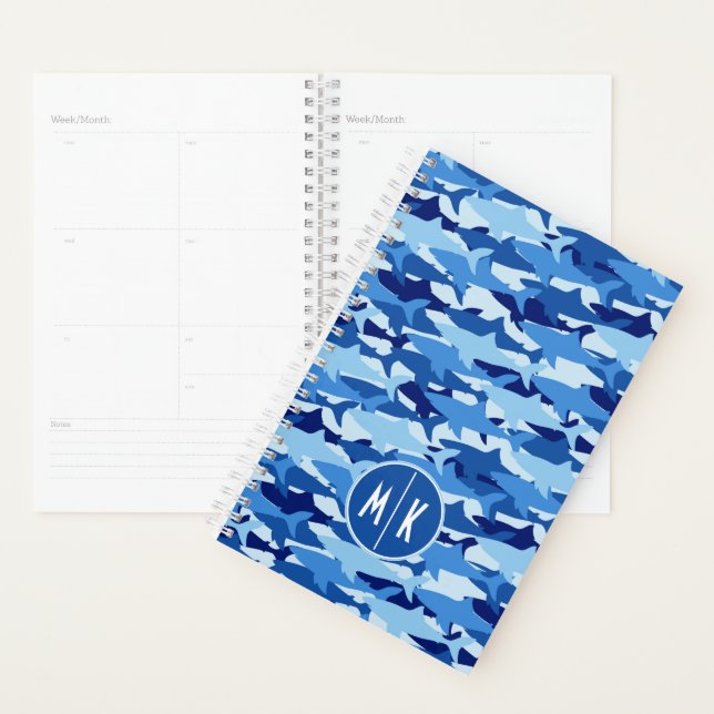 Agenda Padrão de Shark Azul | Monograma (Exibição)