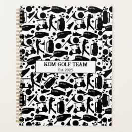 Agenda Padrão de Silhueta de Golfe preto e branco clássic
