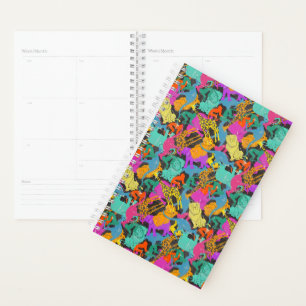 Agenda Padrão de Silhuetas Animais Retro
