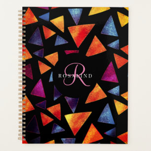 Agenda Padrão de triângulos na moda coloridos monograma