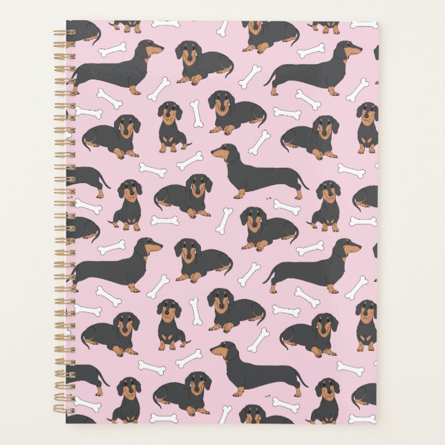 Agenda padrão de variedade dachshund a rosa (Frente)