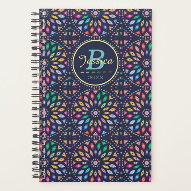 Agenda Padrão de Vidro Mandala Mantido Personalizado (Frente)