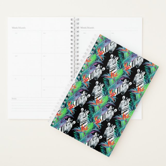Agenda Padrão De Zebra E Flores Exóticas (Exibição)