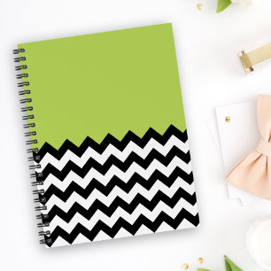 Agenda Padrão de ziguezague preto e branco, Chevron, verd