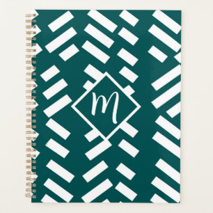 Agenda Padrão Diagonal Minimalista Striped, Monograma