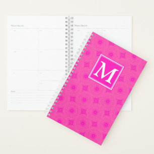 Agenda Padrão dos círculos rosa a quente do monograma