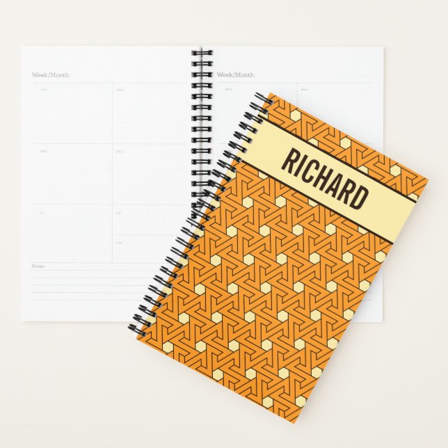 Agenda Padrão Egípcio Oriental Orange Beige Triskelion (Exibição)