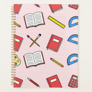 Agenda Padrão Estético de Material Escolar Rosa Pastel Fo