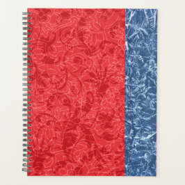 Agenda Padrão Floral Abstrato azul vermelho