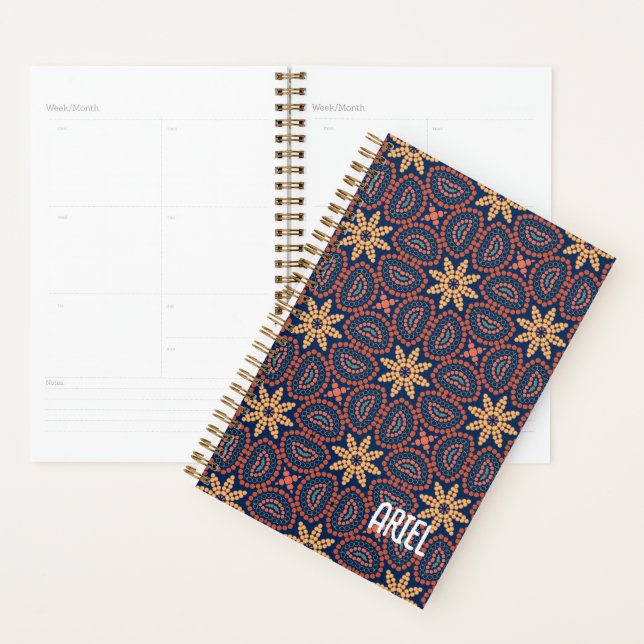 Agenda Padrão Floral Abstrato Personalizado (Exibição)