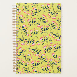 Agenda Padrão Floral Alegre: Flores Cor-de-Rosa