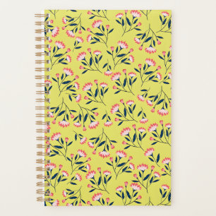 Agenda Padrão Floral Alegre: Flores Cor-de-Rosa