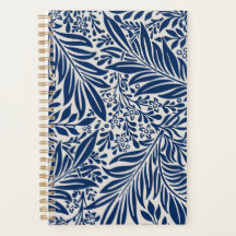 padrão floral azul com folhas e flores diversas