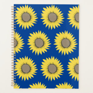 Agenda Padrão floral azul e amarelo de girassol da Ucrâni